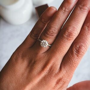 7.5mm Moissanite + Diamond Engagement Ring | Brilliant Earth